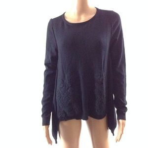 V+Grass Women's High Low Sweater Navy Blue Size 6